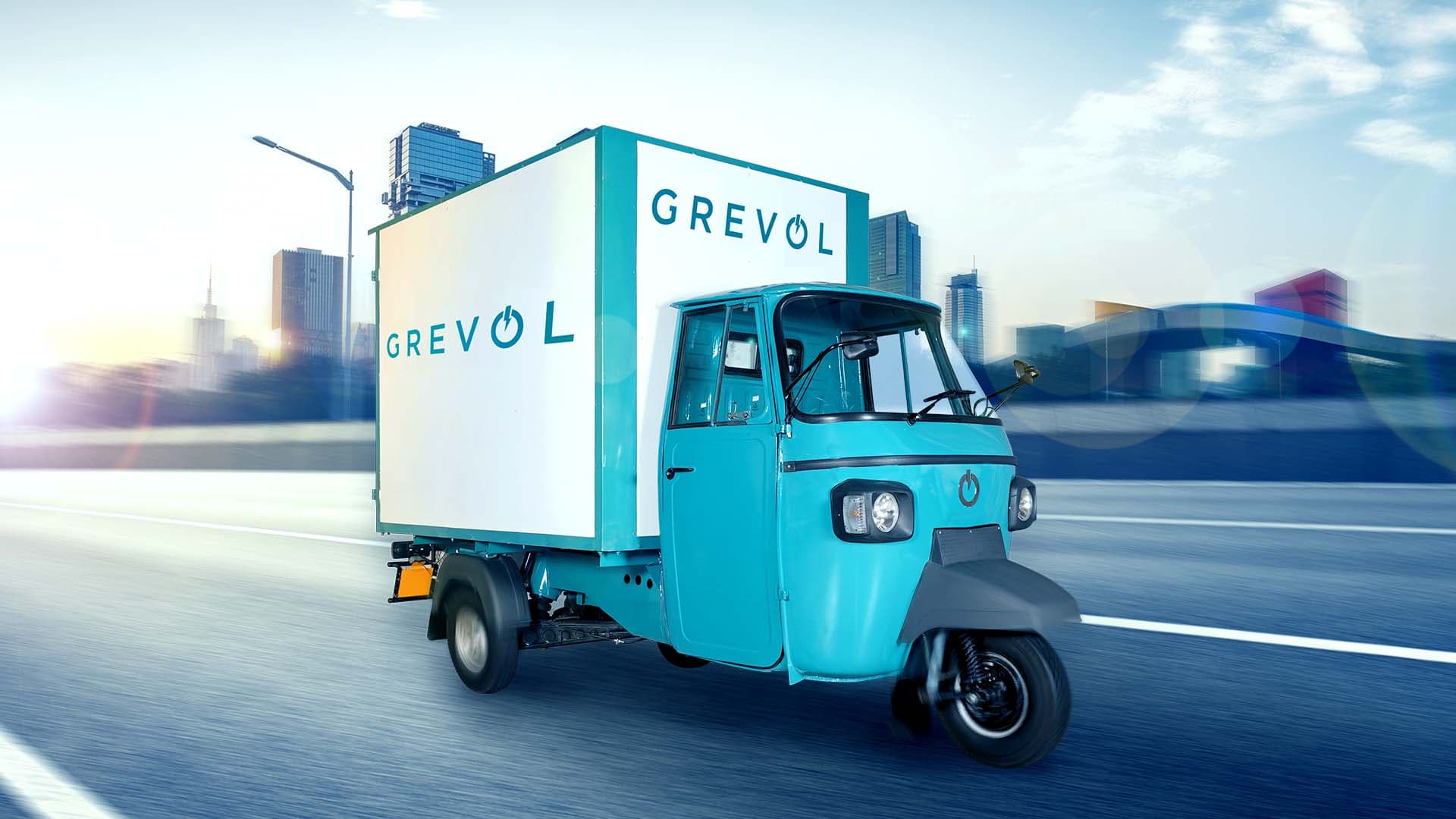 Grevol electric three-wheeler in motion